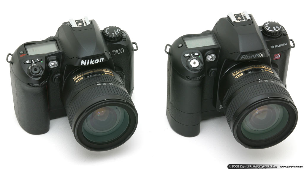 D100 и FinePix S2 Pro: у последнего встроенная батарейная ручка